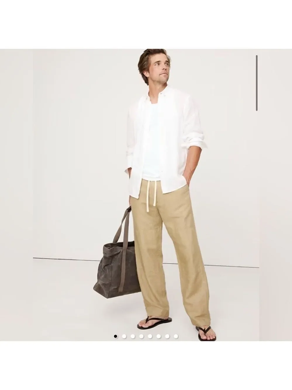 Banana Republic Linen-Cotton Beachy Safari Pull-On Pants NWT L Vacation Summer